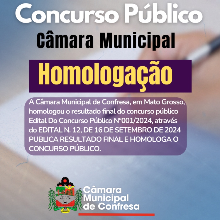 Câmara Homóloga resultado Final do Concurso Público