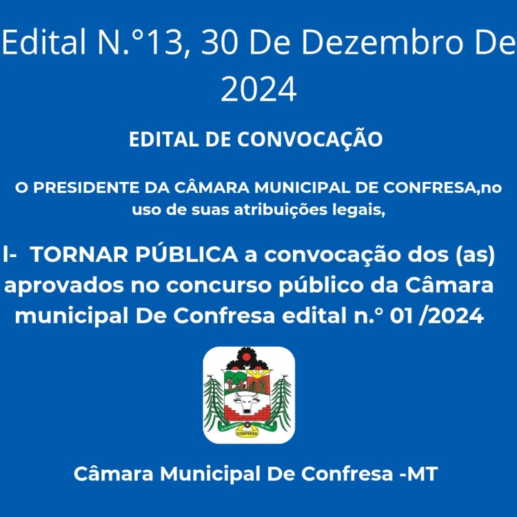 Edital de Convocação: Anexo ao Edital nº13, dos Aprovados