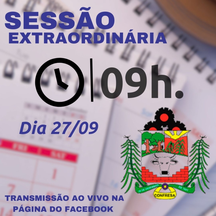 Pauta da Sessão Extraordinária do dia 27 de Setembro de 2024.