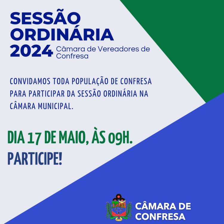 PAUTA DA SESSÃO ORDINÁRIA DO DIA 17 DE MAIO DE 2024.