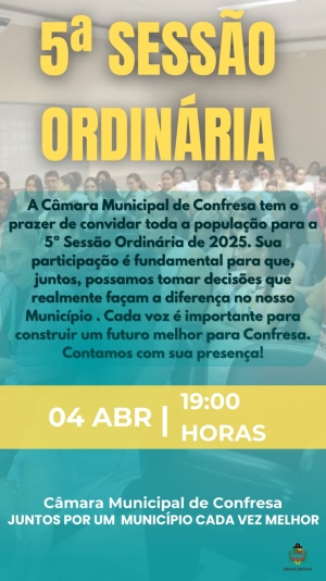 5ª SESSÃO ORDINÁRIA DO ANO DE 2025