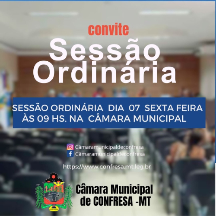 Sessão Ordinária acontece nesta sexta-feira