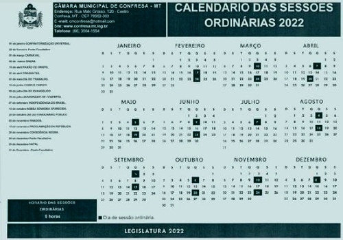 ACOMPANHE AQUI O CALENDÁRIO DAS SEÇÕES ORDINÁRIAS DE 2022