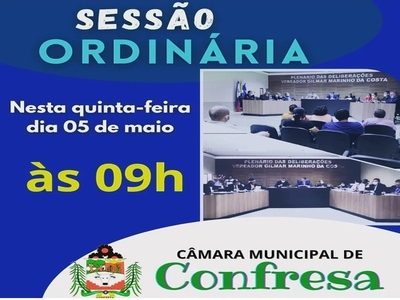 Câmara Municipal realiza Sessão Ordinária nesta quinta-feira (05/05)